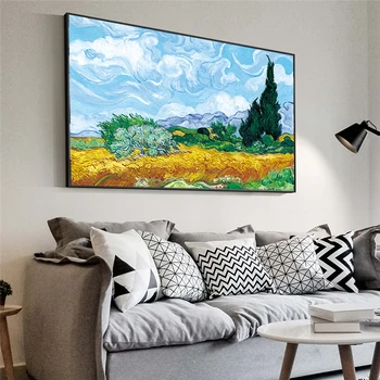 Wheatfield S Cipresami, ki Jih Van Gogh Oljnih Slik Replikacije Impresionizem Krajine Plakat Wall Art Slike za dnevno Sobo