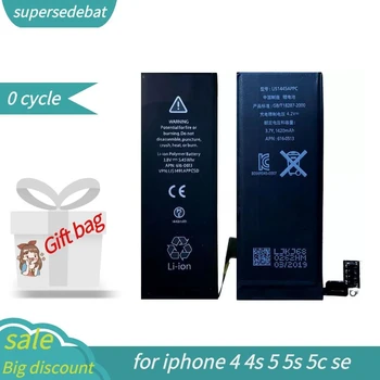 Supersedebat Original 0 Cikel Baterije za Iphone 5s Bateria za Iphone Se za Apple Iphone 4 in 4s 5s 5 5c Se Batterie Pametne telefone