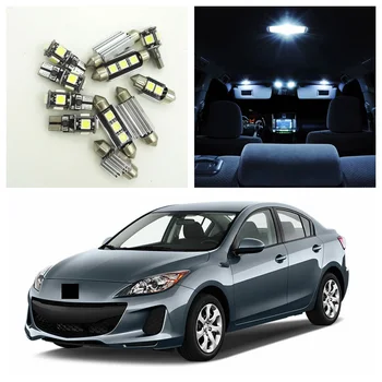 9pcs Bela LED Žarnice Notranjost Paket Komplet Za leto 2010 2011 2012 Mazda 3 Limuzina ali Hatchback Zemljevid Dome registrske Tablice Lučka