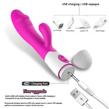30 Hitrosti Dvojni Vibrator za Ženske Vagine Dildos G Vložki Ribbit Vibrator Masturbator Famale Massager Erotično Sex Igrače za Odrasle