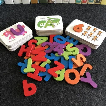 Jigsaw Puzzle Igrače Otrok, Zgodnje Izobraževanje 3D Puzzle DIY Lesene Sestavljanke Otroci Digitalno Abecedo Seznanjanje Kognitivne Kartico Igrače Darila