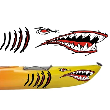 Paket 2 morski Pes Zobe, Usta Nalepke, Nalepke za Ribiško Ladjo Desko Jet Ski Avto, Tovornjak, Letalo Vodoodporno samolepilni