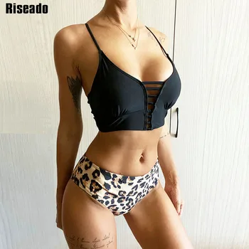 Riseado Leopard Seksi Bikini Čipke Kopalke Ženske Kopalke Push Up kopalke Lestev Izrezanka Plažo 2021 Brazilski biquini