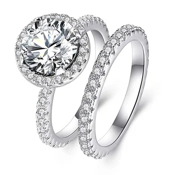 Srebro 925 Nakit Krog Diamantni Prstan za Ženske Klasičnih Osmih 2 Karat Diamantni Prstan srebro 925 nakit čisto Gemstone Bizuteria