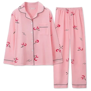 Pižame za Ženske Bombaž Pijamas Mujer Invierno Homewear Dolg Rokav Pyjama Hlače Femme Ete Sleepwear Domov Oblačila za Ženske