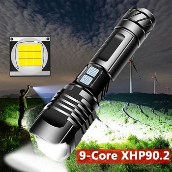 XHP90.2 9-core Super Močne LED Svetilko, Baklo USB XHP70.2 Zoom Taktično Svetilko 18650 26650 USB Polnilne Battey Svetlobe 30W