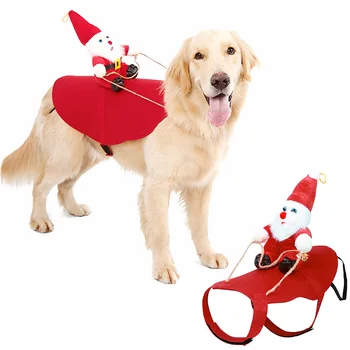Pes Božič Pet oblačila Santa Claus jahanje jelenjadi Jakno Plašč Pet Božič Dog Oblačila Kostume za Mala Velika Psa Obleko