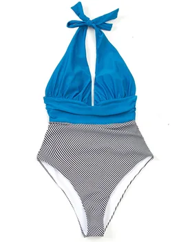 Monokini 2021 En Kos Kopalke Ženske Prugasta Backless Kopalke Ženska Seksi Kopalke Oblazinjeni Plažo Plavanje Poletje