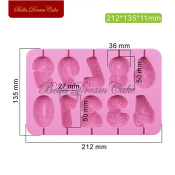 Rose&Cvetlični Število Lollipop Silikonsko Plesni Čokolado, Sladkarije Torto Pokrivalo Plesni Torta Dekoraterstvo Orodja Kuhinjski Pribor Za Peko