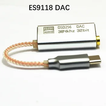 USB Tip-C Do 3,5 mm Audio Jack Adapter za Prenosni HIFI Digital DAC Slušalke Ojačevalnik Dekoder Za Andoid Huawei Win10 Ipad ES9118
