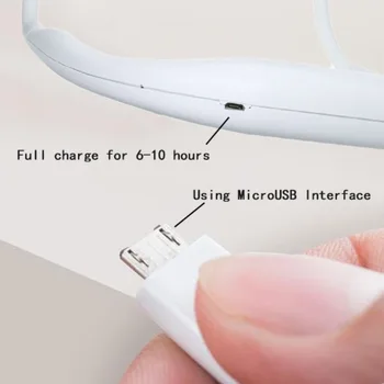 Nov USB Polnilne Nosljivi Prenosni Roko Prosto Neckband Fan Osebnih Mini Vratu Dvojno Navijači 3 Hitrost Nastavljiva za Domačo Pisarno