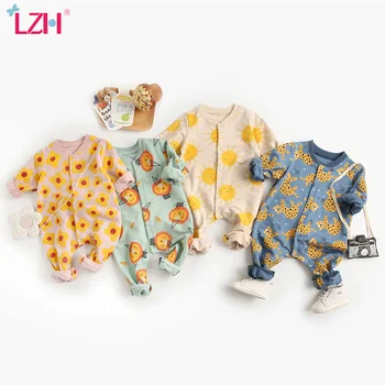 LZH 2021spring Dolge Rokave Newborn Baby Romper Oblačila Živali Printting Baby Fantje Obleka, Luštna Dojenčka Dekleta Romper 0-3 Let