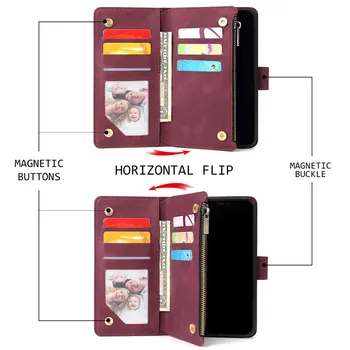 Multi-Funkcijo Zadrgo Flip Denarnice Primeru za Xiaomi Redmi Opomba 9 Pro 8 8T 7 9A 9, 7A 8A K30Pro 10X-4G Usnjena torbica, ki Varujejo Pokrov