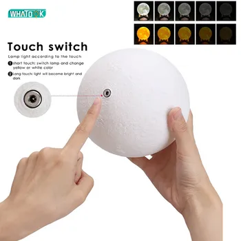 3D Tiskanje Luna Lučka LED Nočne Luči za ponovno Polnjenje Touch Control Žogo Luna Lučka Creative 3D Svetlobe Spalnica Dekoracijo Rojstni dan Gif