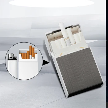 Novo 2 in1 Cigaret Primeru Windproof Dvojno Loka Lažji USB za Polnjenje Električni Vžigalnik Lahko Imajo 20 Cigaret, Vžigalniki Kajenje