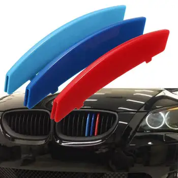 3pcs Avto 3D M Styling Sprednja Maska Trim naslovnica Stripa Odbijača Proge Kritje Nalepke za BMW Serije 5 E60 2004-2010