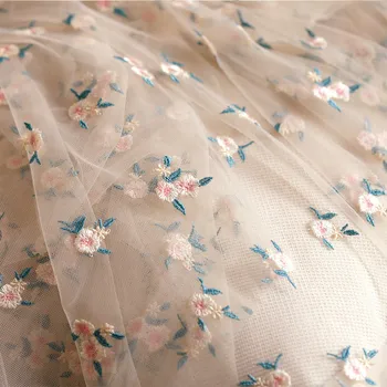Mehko preliva daisy cvet vezenje očesa tkanine, čipke diy poročno obleko tkanine oblačila dodatki