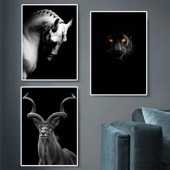 Slon, Zebra, Žirafa, Lev Črno Bele Živali Platno Stensko Slikarstvo Umetnost Fotografij in Plakatov Doma Slike Steno Nordijska Dekoracijo