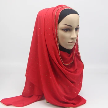 10PC/LOTWoman najnovejše modne mehurček šifon šal z verigo,navaden nosorogovo muslimanska oblačila hidžab,vodja šal zaviti ruta,foulard femme