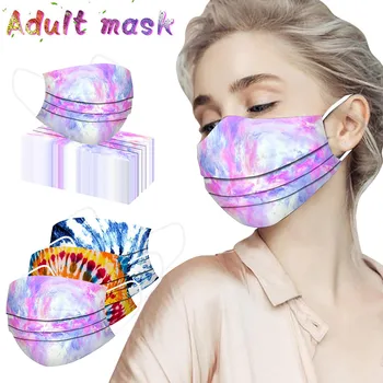 50PCS Cvet Digitalni Tisk Odraslih za Enkratno uporabo Maske Tri Plast Zaščitne Dihanje Maske Dustproof Earloops sprednji Pokrov