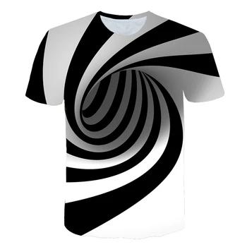 Vse Nad Tiskanja 3D Majica s kratkimi rokavi boys girls Smešno tshirt Črna in Bela Spirala Vzorec Grafični otroci t-Shirt