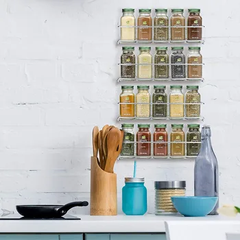 4Pcs Začimbe Rack Kuhinja Wall-mounted Spice Steklenico Obešalnik Gospodinjski Sol Skladiščenje Imetnik