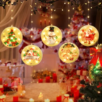 LED Star Božič Luči Visi Krog Santa Claus Vila Lučka Festival Dekorativne Svetilke s Sesalno