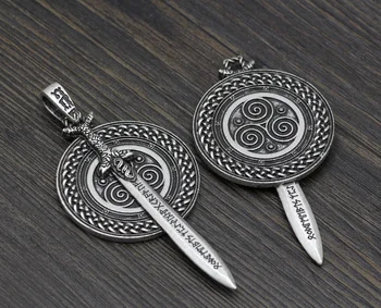 Nordijska Vikingi Keltski Amulet Legendarni Viking Vanir Frey Meč Z Runami Ogrlico, Obesek Talisman Dvojni Stranski