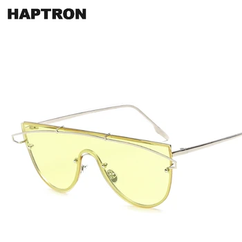 HAPTRON blagovne Znamke 90. letih sončna Očala Ženske moški Luksuzni Zlitine Pregleden Očala za Sonce ravno top rumena Rožnata Očala Unisex oculos de sol