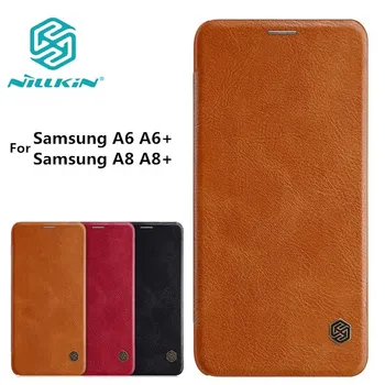 Za Samsung Galaxy A6 A6+ A8 A8+ Plus 2018 Različica Primeru NILLKIN QIN Serije Flip Usnja Kritje Primeru Luksuzne blagovne Znamke Denarnice Pokrov