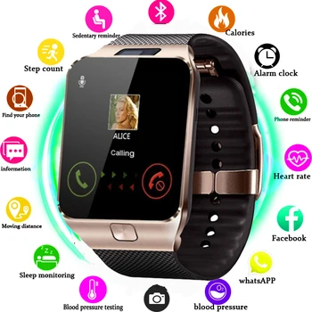 Pametno Gledati, Zaslon na Dotik, Fotoaparat Fitnes Tracker Ure Moški Ženske Bluetooth Glasbe ročno uro Kartice SIM Smartwatch Za Ios Android