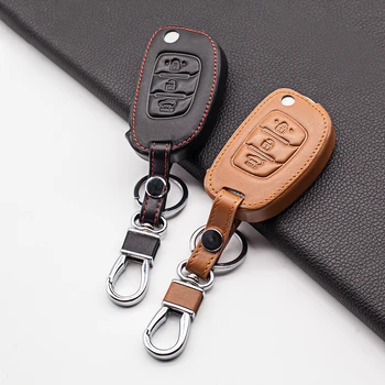 Izvajanje Usnje Avto Ključ Fob Kritje Primeru Nastavite Keychain Za Hyundai Tucson Creta ix25 i10 i20 i30 Verna Mistra Elantra-2018