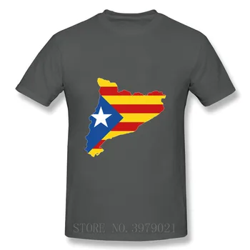 2020 Vroče Poletje Custom Print Različnih Barv Smešno Bombaž Katalonija Zemljevid Z Zastavo Tee Smešno T Shirt za moške