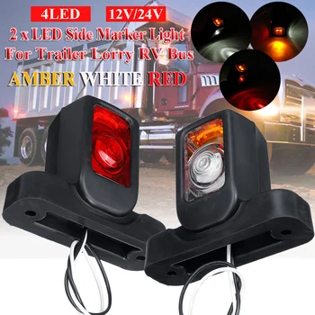 Par 12/24V Tovornjak LED Strani Marker Opozorilne Luči Trojno Oranžna Bela Rdeča indikacijske lučke Za Tovornjak Priklopnika, RV Avtobus, Avto Dodatki