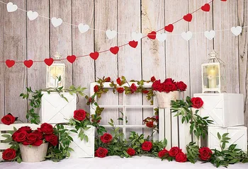 Avezano Valentinovo Okolij Baby Photo Booth Kulise Ljubezen Rose Cvetje Srca Olje Lučka Za Leseno Steno Fotografija Studio