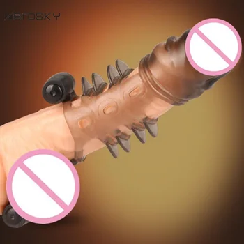 Zerosky Moški Penis Rokav Extender Kondom Podaljšanje Penisa Rokavi Za Enkratno Uporabo Kondomov Za Odrasle Sex Igrače Za Moške Petelin Kletko Penis Rokav