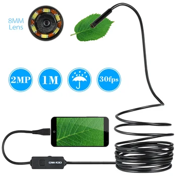 OWSOO 6 LED 8 MM Objektiv 720P Endoskop IP67 Nepremočljiva Pregled Borescope USB Žice Kača Cev Kamera za Android Pametni telefon