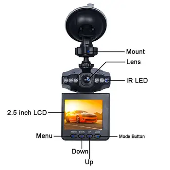 Auto Deli Za 2,4 Palčni Dash Dam Avto Kamera DVR 270 Stopinj Vrtinec Dash Cam LED IR Lahkih Vozil v Cestnem Dash Video Snemalnik