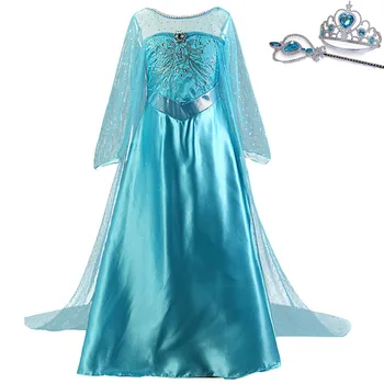 Baby Dekleta Princesa Modra Cosplay Stranka Obleko Oblačila Otrok Rojstni Dan Cvet Obleka Oblačila Otroci Sneg Kraljica Božični Kostum