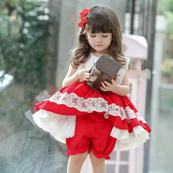 Baby Dekle španskega Lolita obleko Poletje Otroci princesa Obleke Žogo Obleko Za Dekle Rojstni Letnik brez Rokavov velika punca Oblačila
