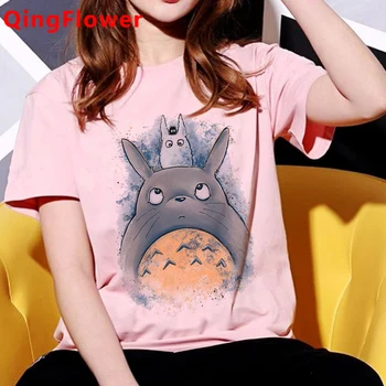Kawaii Totoro Anime Poletne Tshirt Ženske Harajuku Ullzang Srčkan Smešno Risanka T-shirt Grafični Priložnostne Tshirt Moda Vrh Tee Ženski