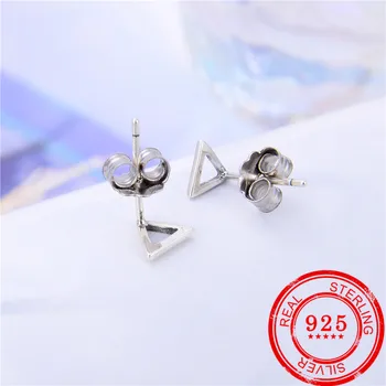 Korejski slog sterling srebrni uhani 925 votlih geometrijske trikotnik uhani ženske srebro 925 uhani, modni nakit