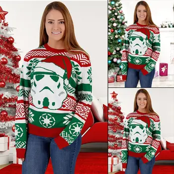Nova jesensko moške santa claus tiskanja Božič oblačila ženski pulover pulover pari obleke, Božične obleke