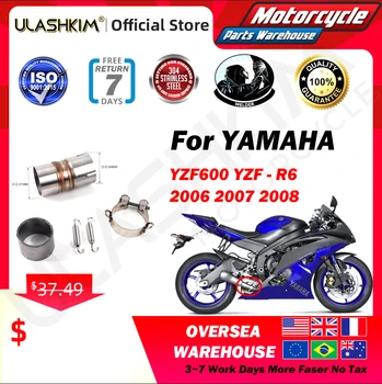 Motorno kolo Izpušnih Pobeg Sredine Cevi Slip-on 51mm Cev Za Yamaha R6 YZF-R6 2006 do Leta 2019