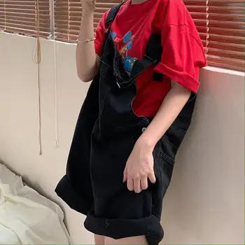 Igralne obleke Ženske Poletje Plima Retro brez Rokavov Denim Suspender z Žepi Gumbi v korejskem Slogu Študentov Obleke Oversize Feminino
