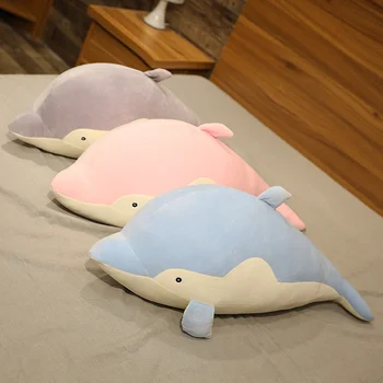 55-105 cm Kawaii Mehko Dolphin Plišastih Igrač Lutka Polnjene Navzdol Bombaž Živali, Rib Nap Blazino Lep Otroci Igrače Božično Darilo za Dekleta