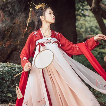 Tradicionalna Kitajska rdeča ženske Han Fu za Ženske Fotografija Obleko Pravljice, Cosplay Folk Stari Kostum Stranka Vezenje ханфу