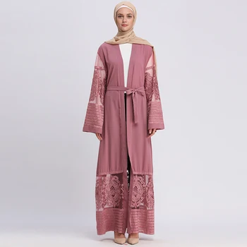 Abaya Kimono čipke Muslimanskih Moda Obleko, Hidžab Turčija Islam Oblačila Haljo Femme Dubaj Caftan Abayas Za Ženske, Bangladeš tam kaftan