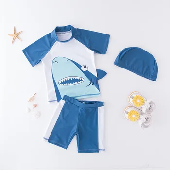 Otroške Kopalke UV Zaščite 3 Kos Kopalke Otroci kopalke Fant Otrok Dinozaver Shark Tiskanja Plaži, Bazen za Otroke, Plavanje Obleko