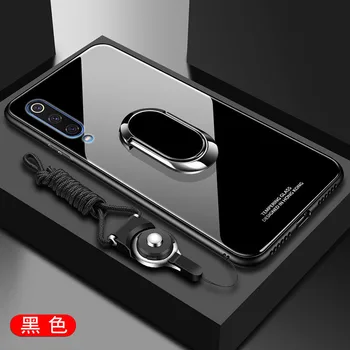 Za Xiaomi Mi 9 Lite Primeru Luksuznih Trdi, Kaljeno Steklo S Stojalom Obroč Magnet Zaščitna Hrbtni Pokrovček Primeru za xiaomi mi9 lite lupini